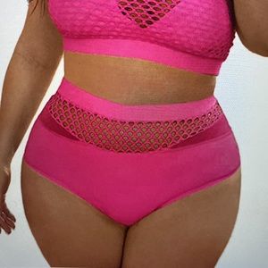 Floerns Plus Size Fishnet High Waist Bikini Bottom New